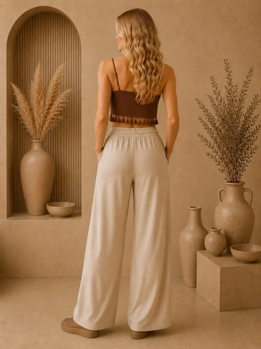 Casual Örme Kumaş 2 Cepli Belden Ayarlamalı Pantolon