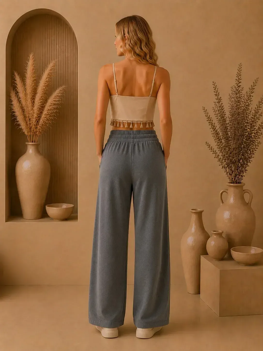 Casual Örme Kumaş 2 Cepli Belden Ayarlamalı Pantolon