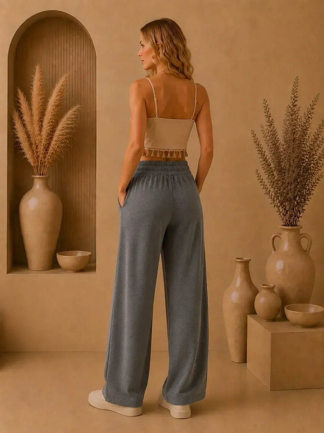 Casual Örme Kumaş 2 Cepli Belden Ayarlamalı Pantolon