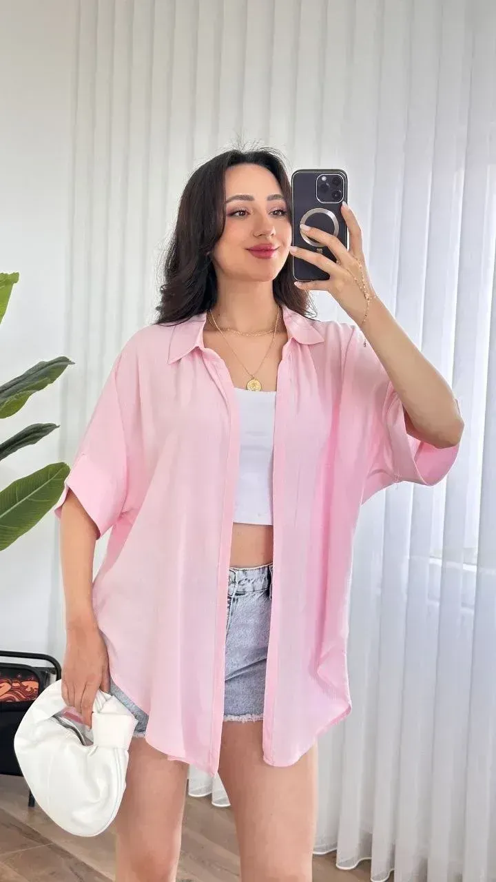 Standart Beden %100 Viskoz Yan Yırtmaçlı Kısa Kollu Kadın Kimono