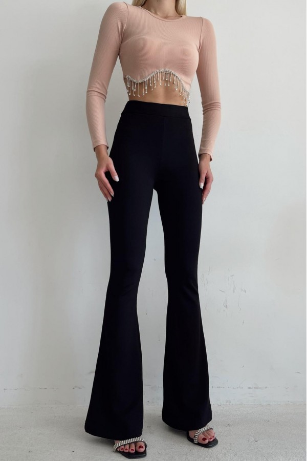 YÜKSEK BEL KEMERLİ İNTERLOK ÇELİK  İSPANYOL PAÇALİ   TAYT