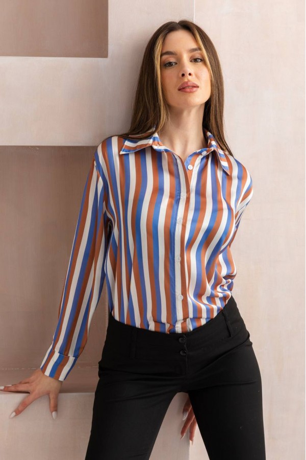 ZARA MODEL CİZGİLİ SATEN GÖMLEK 