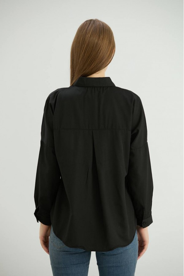 TAŞ CEPLİ GÖMLEK SİYAH
