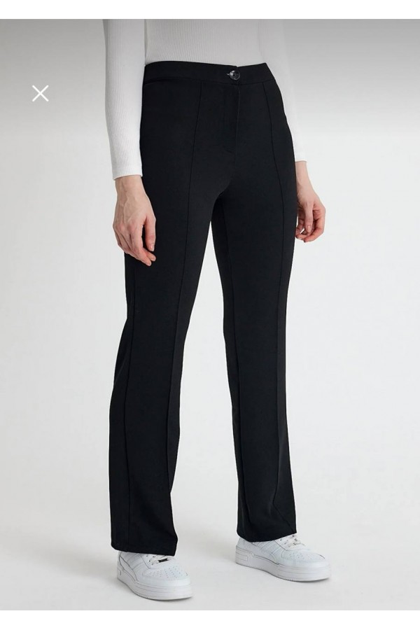 ÖN ÇİMALI PALAZZO PANTOLON SİYAH