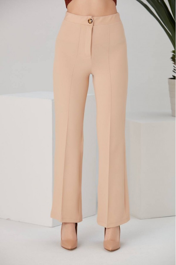 ÖN ÇİMALI PALAZZO PANTOLON BEJ