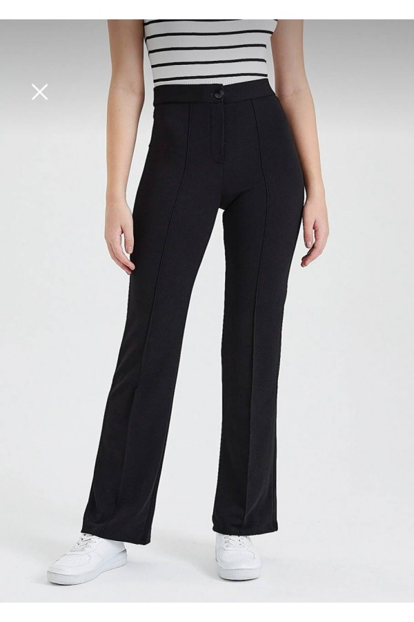 ÖN ÇİMALI PALAZZO PANTOLON SİYAH