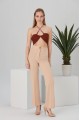 ÖN ÇİMALI PALAZZO PANTOLON BEJ
