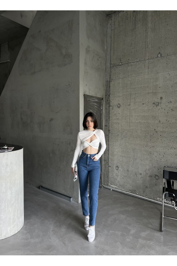 Mom comfort Blue YÜKSEK BEL PANTOLON 