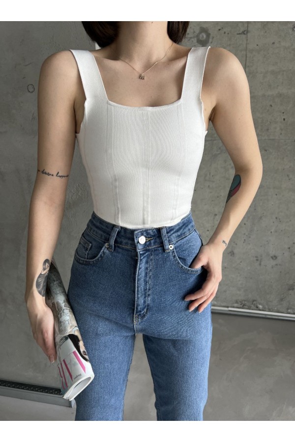 Mom comfort-Blue Lycra YÜKSEK BEL PANTOLON