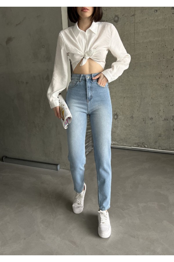 Mom comfort-Blue YÜKSEK BEL PANTOLON