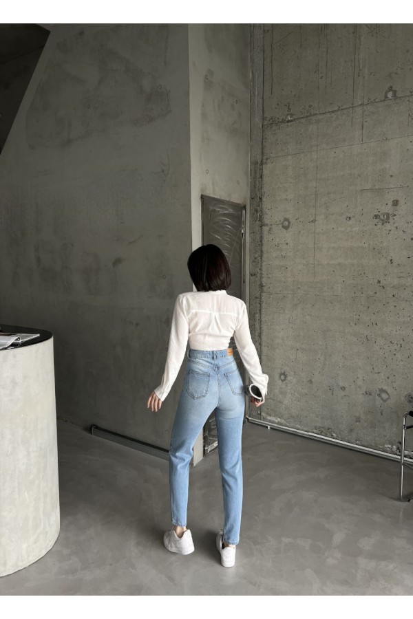 Mom comfort-Blue YÜKSEK BEL PANTOLON