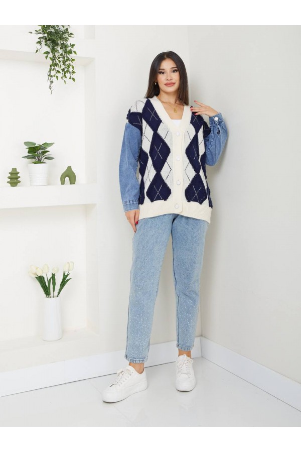 HAVLU DESEN KOT CEKET  BEJ