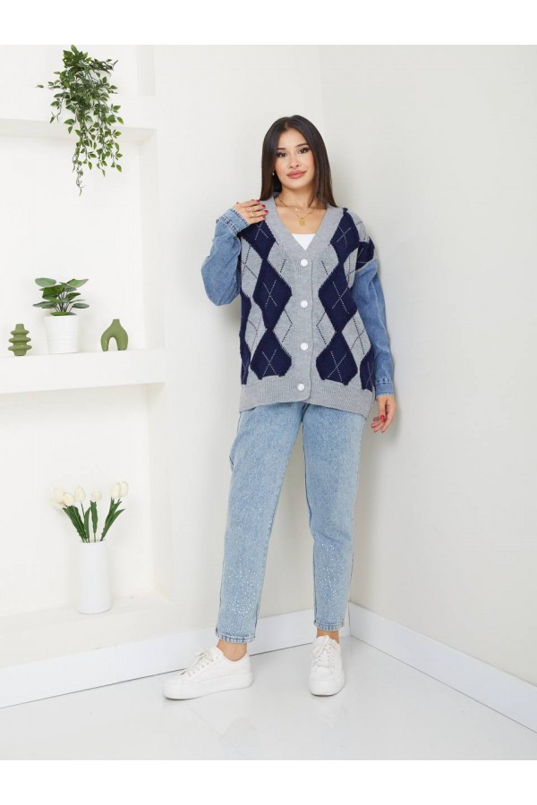 HAVLU DESEN KOT CEKET GRİ