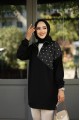 KAPİTONELİ TAŞ ÇAKİMLİ TUNİK SİYAH