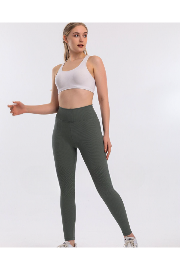 YÜKSEK BEL KEMERLİ ŞARDONLU FİTİLİ TAYT HAKİ