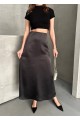 DÜZ SATEN DAR KESİMLİ BELİ LASTİKLİ ETEK