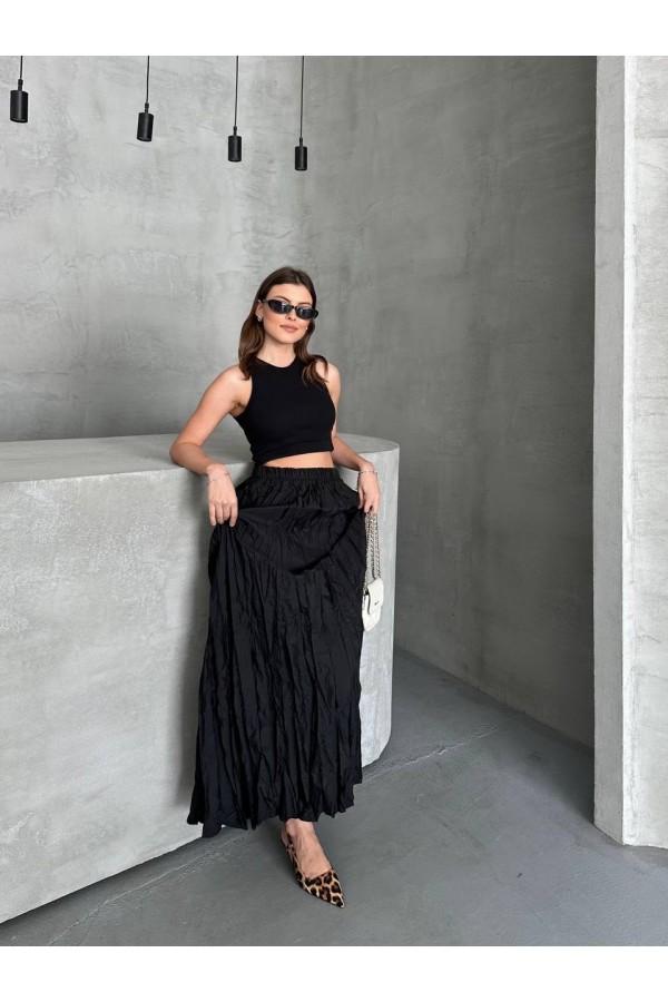 KIRIŞIK UZUN STANDART BEDENLİ ETEK