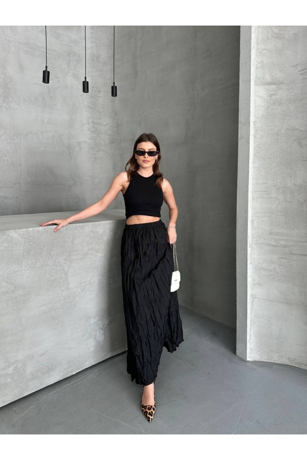 KIRIŞIK UZUN STANDART BEDENLİ ETEK