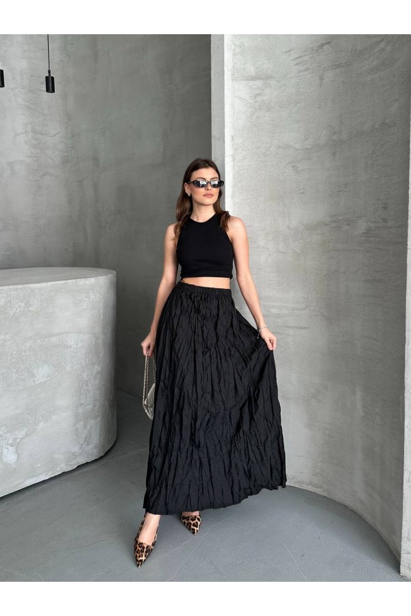 KIRIŞIK UZUN STANDART BEDENLİ ETEK