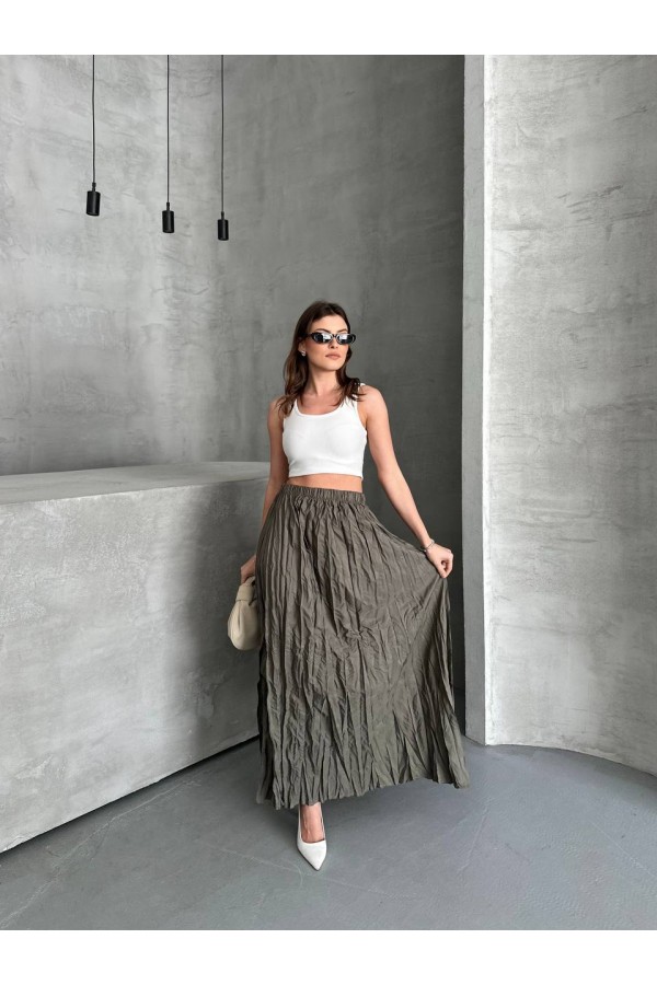 KIRIŞIK UZUN STANDART BEDENLİ ETEK