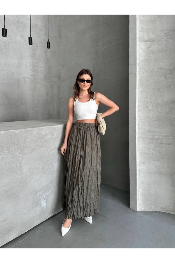 KIRIŞIK UZUN STANDART BEDENLİ ETEK