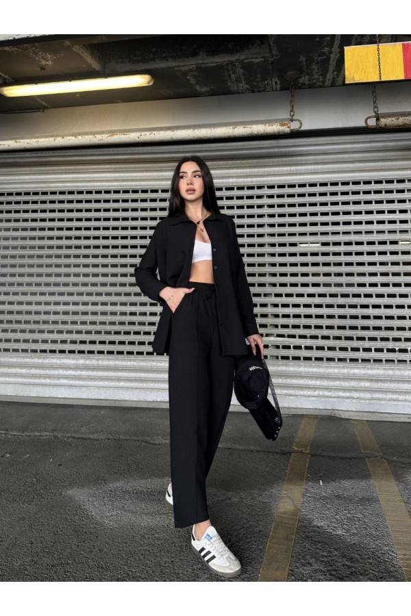 KETEN GÖMLEKLİ TAKİM SİYAH