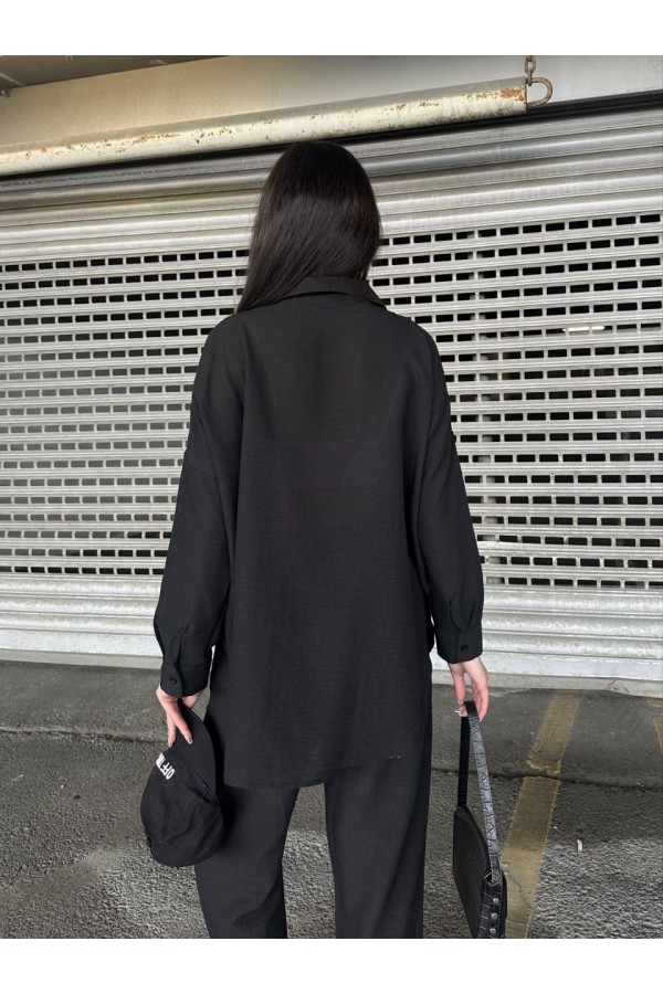 KETEN GÖMLEKLİ TAKİM SİYAH