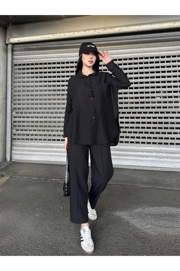 KETEN GÖMLEKLİ TAKİM SİYAH