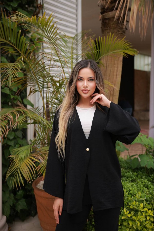 TEK DÜĞMELİ CEKETLİ TAKİM SİYAH