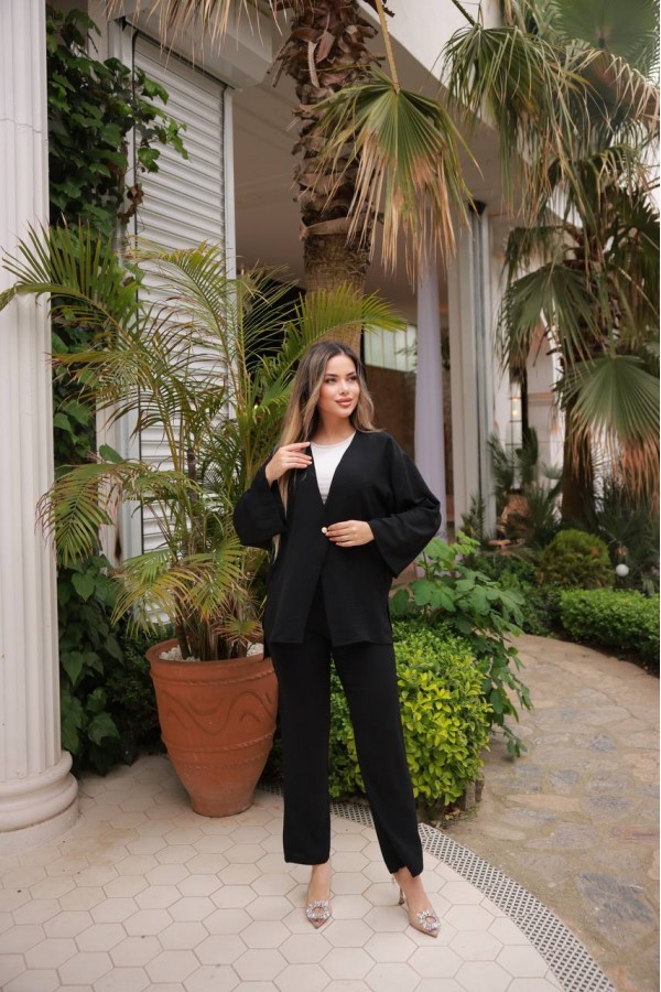 TEK DÜĞMELİ CEKETLİ TAKİM SİYAH