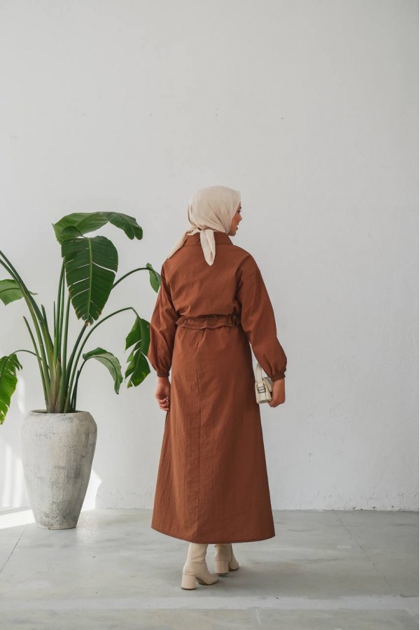 İKİLİ TAKİM : FERMUARLI CROP  CEKETLİ VE KOLSUZ UZUN  ELBİSE- PARAŞÜT KUMAŞ