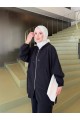 %100 Modal Kumaş Fermuarlı Kapüşonlu İkili Takım - Rahat ve Şık Tasarım SİYAH